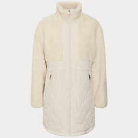 Дамско палто в бежаво-бял цвят Vero Moda. С висока яка и закопчаване с цип.