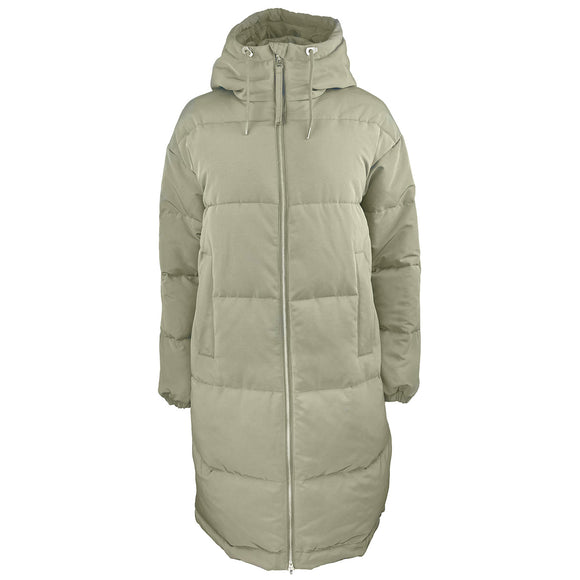 Дамско дълго зимно яке Vero Moda в зелен цвят, размер М. Закопчаване с цип и регулириема качулка. Странични джобове без цип. 