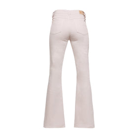 Разкроени дамски дънки с висока талия в розово - 0