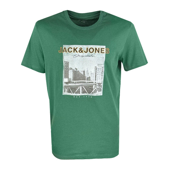 Мъжка зелена тениска Jack&Jones Originals с фото принт