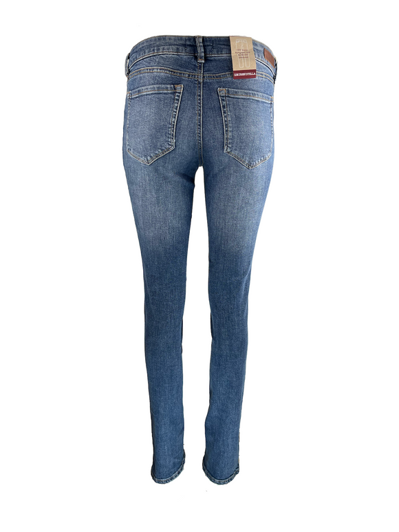 Вталени дънки Tom Tailor с ниска талия в син цвят - модел Stella