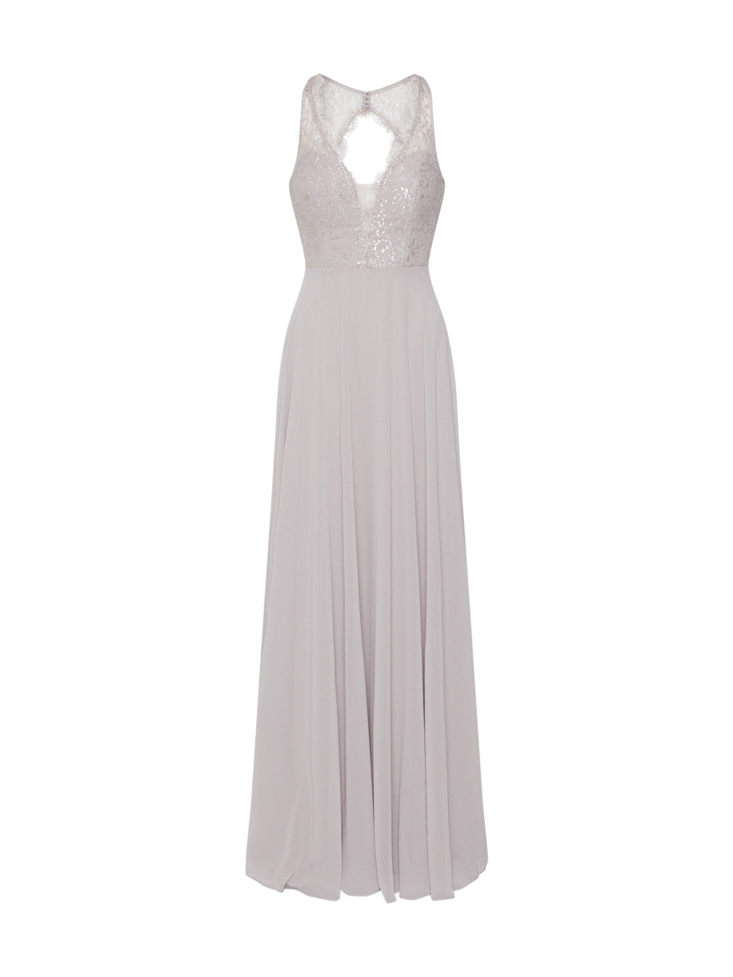 Официална дамска дълга рокля с дъблоко деколте и без ръкави в сив цвят STAR NIGHT