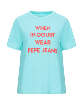 Дамска синя тениска Pepe Jeans с надпис